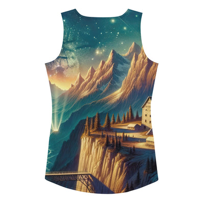 Alpine Wildnis mit Bergdorf unter sternenklarem Nachthimmel - Damen Tanktop (All-Over Print) berge xxx yyy zzz XL