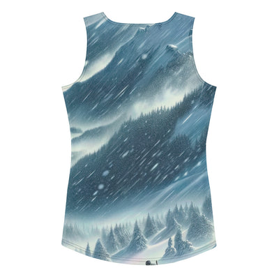 Alpine Wildnis im Wintersturm mit Skifahrer, verschneite Landschaft - Damen Tanktop (All-Over Print) klettern ski xxx yyy zzz