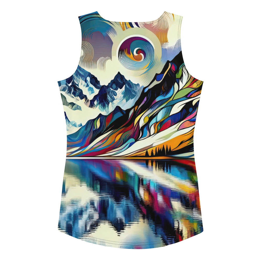 Alpensee im Zentrum eines abstrakt-expressionistischen Alpen-Kunstwerks - Damen Tanktop (All-Over Print) berge xxx yyy zzz