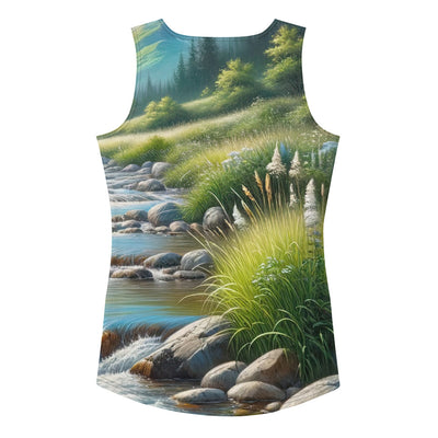 Sanfter Gebirgsbach in Ölgemälde, klares Wasser über glatten Felsen - Damen Tanktop (All-Over Print) berge xxx yyy zzz XL