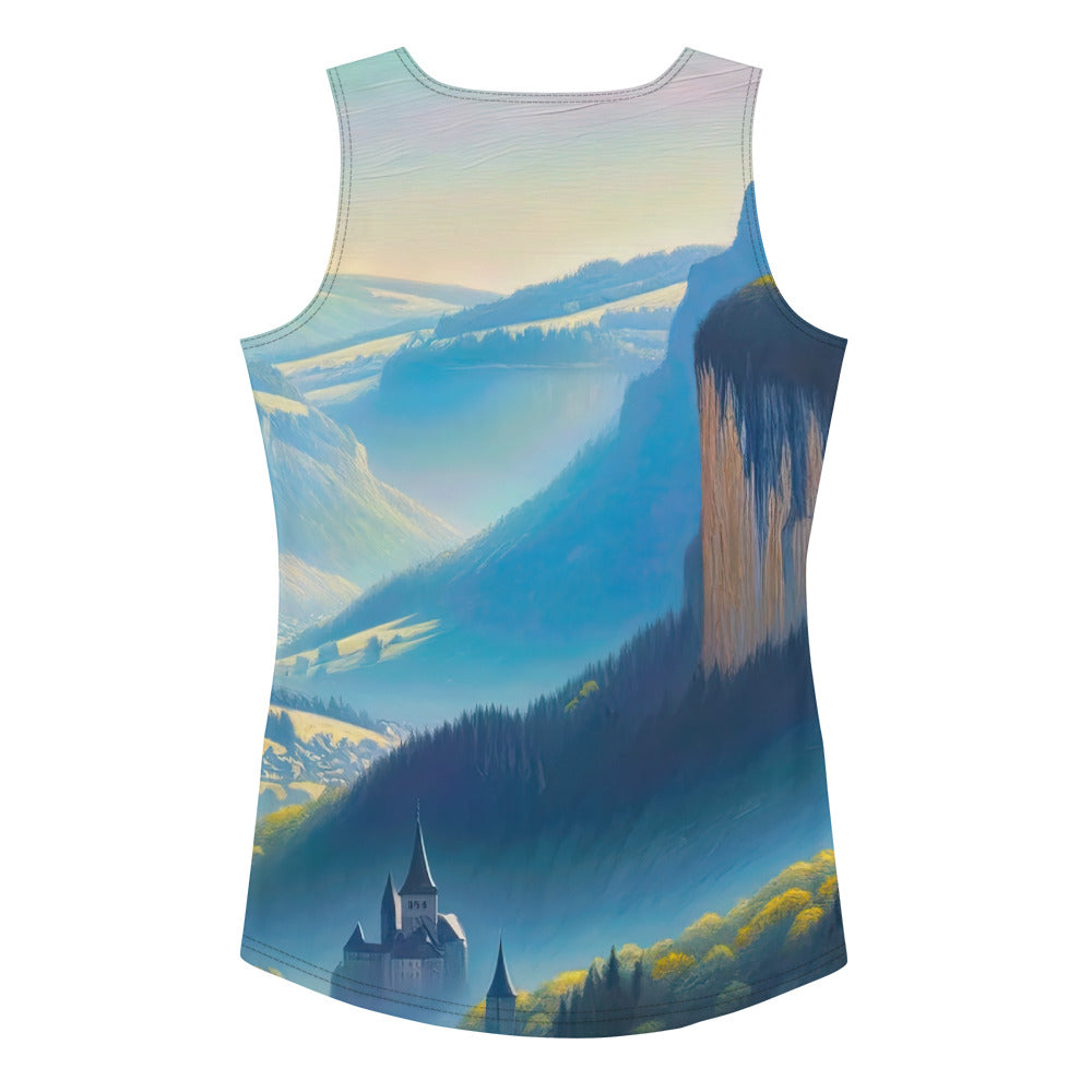 Ölgemälde einer ruhigen Szene in Luxemburg mit Heißluftballon und blauem Himmel - Damen Tanktop (All-Over Print) berge xxx yyy zzz XL