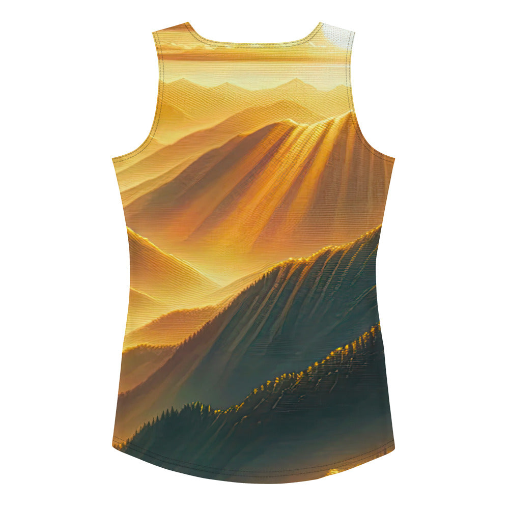 Ölgemälde der Berge in der goldenen Stunde, Sonnenuntergang über warmer Landschaft - Damen Tanktop (All-Over Print) berge xxx yyy zzz XL