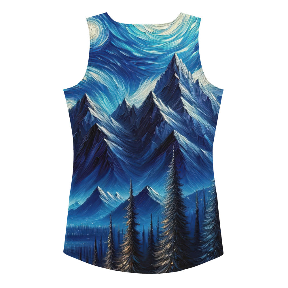 Sternennacht-Stil Ölgemälde der Alpen, himmlische Wirbelmuster - Damen Tanktop (All-Over Print) berge xxx yyy zzz XL