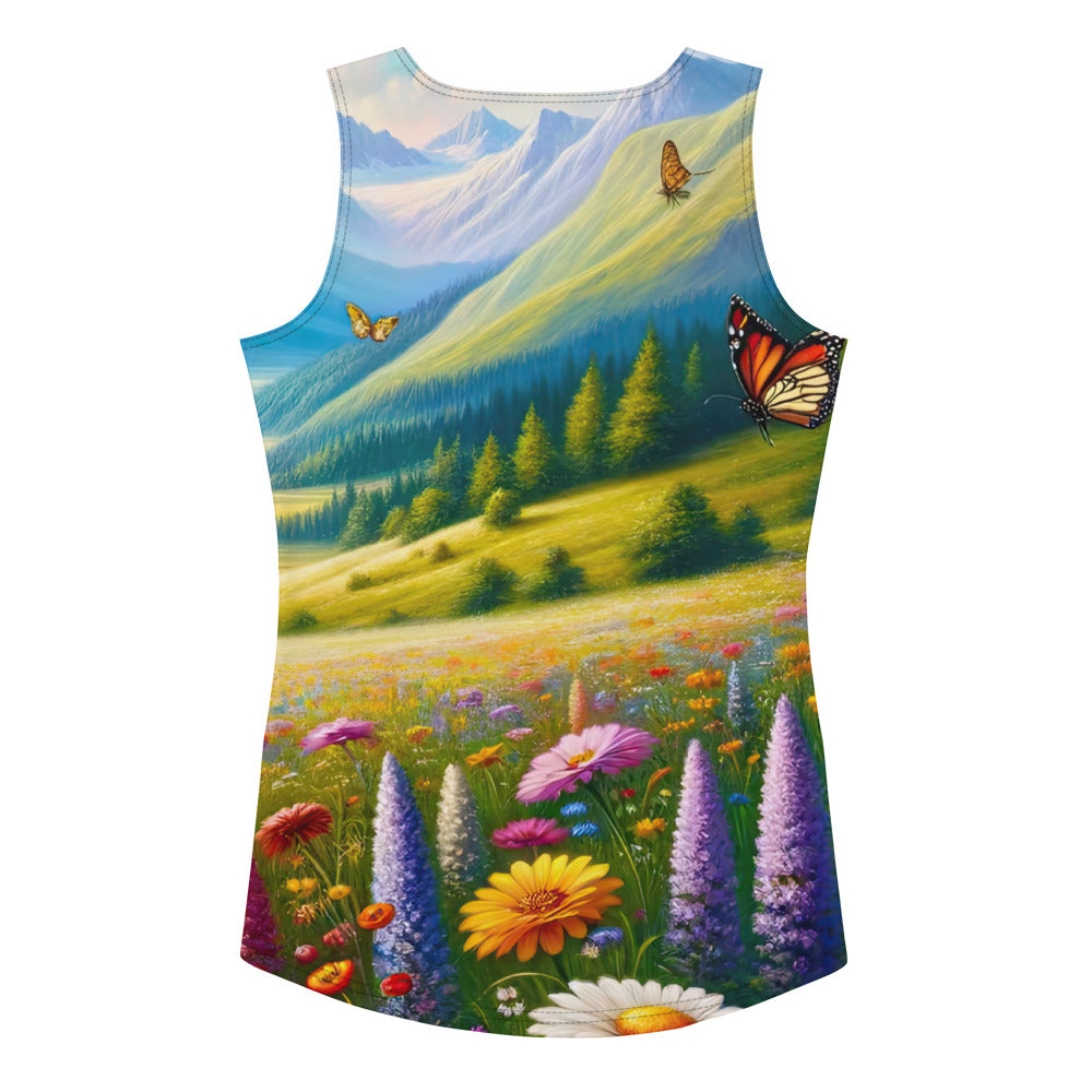 Ölgemälde einer ruhigen Almwiese, Oase mit bunter Wildblumenpracht - Damen Tanktop (All-Over Print) camping xxx yyy zzz XL