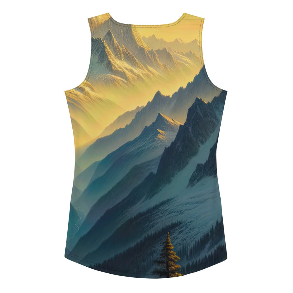 Ölgemälde eines Wanderers bei Morgendämmerung auf Alpengipfeln mit goldenem Sonnenlicht - Damen Tanktop (All-Over Print) wandern xxx yyy zzz XL