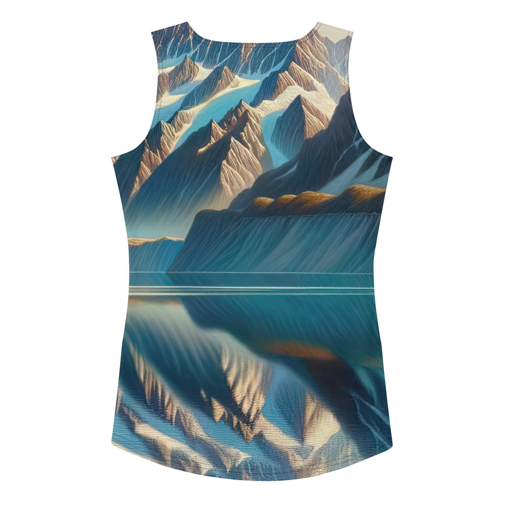 Ölgemälde eines unberührten Sees, der die Bergkette spiegelt - Damen Tanktop (All-Over Print) berge xxx yyy zzz XL