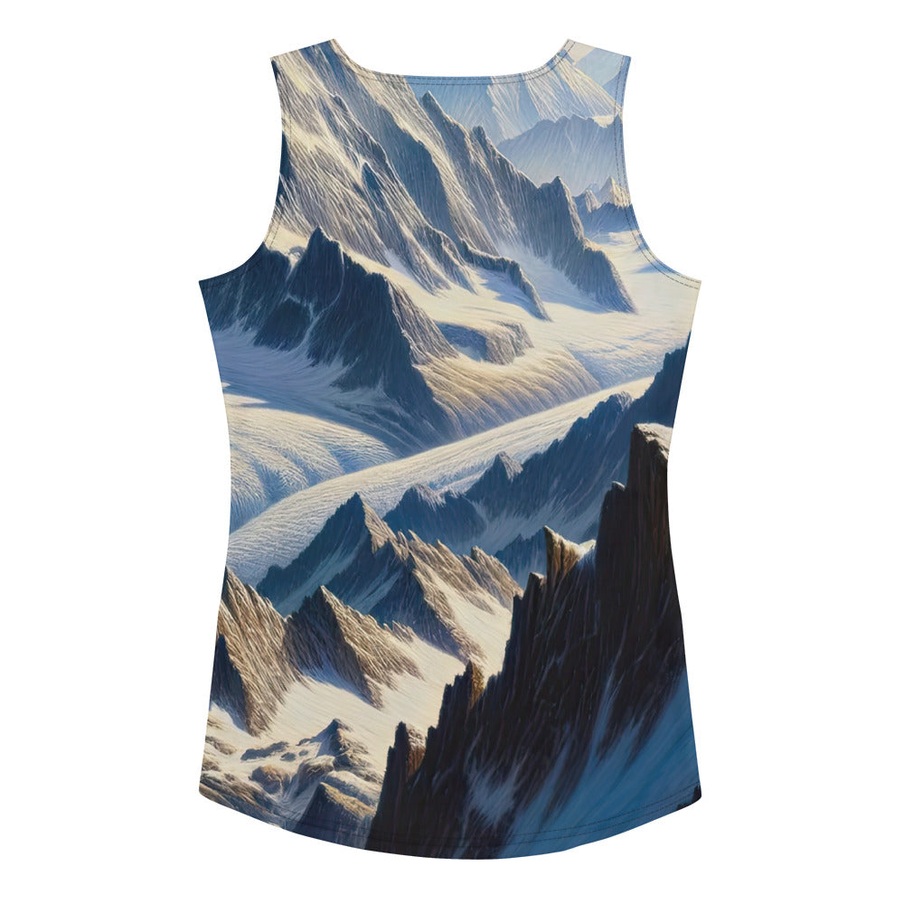 Ölgemälde der Alpen mit hervorgehobenen zerklüfteten Geländen im Licht und Schatten - Damen Tanktop (All-Over Print) berge xxx yyy zzz XL