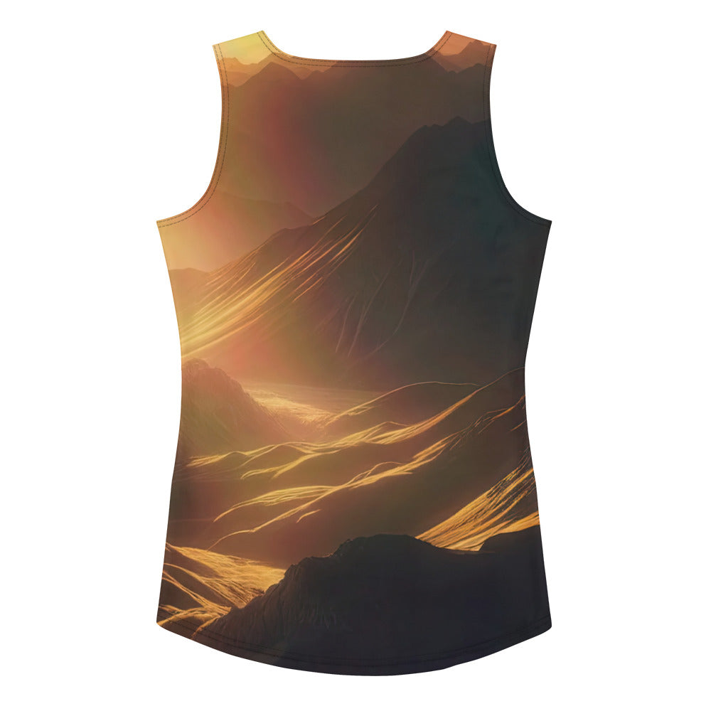 Foto der goldenen Stunde in den Bergen mit warmem Schein über zerklüftetem Gelände - Damen Tanktop (All-Over Print) berge xxx yyy zzz XL