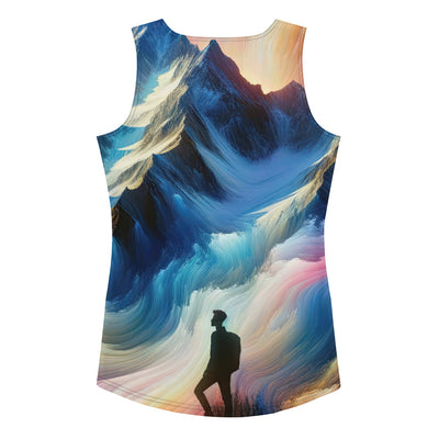 Foto eines abstrakt-expressionistischen Alpengemäldes mit Wanderersilhouette - Damen Tanktop (All-Over Print) wandern xxx yyy zzz