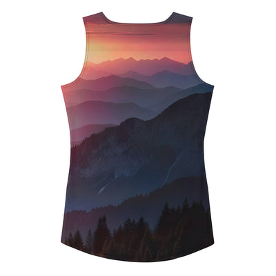 Foto der Alpenwildnis beim Sonnenuntergang, Himmel in warmen Orange-Tönen - Damen Tanktop (All-Over Print) berge xxx yyy zzz XL