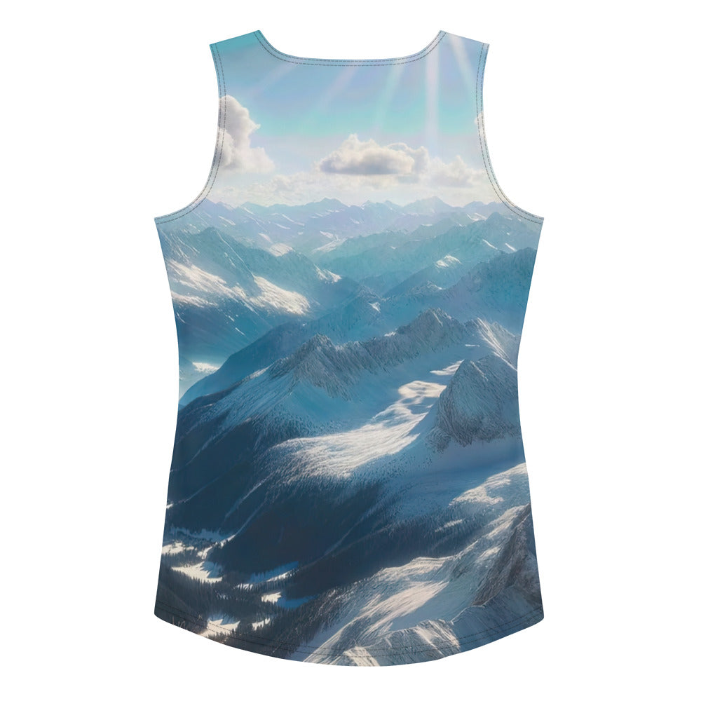 Foto der Alpen im Winter mit Bären auf dem Gipfel, glitzernder Neuschnee unter der Sonne - Damen Tanktop (All-Over Print) camping xxx yyy zzz XL