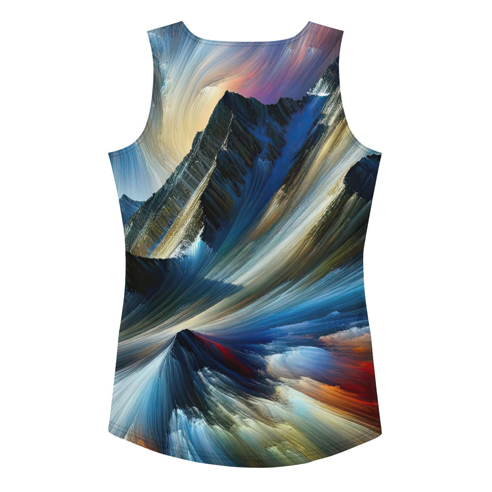 Foto der Alpen in abstrakten Farben mit Bergsteigersilhouette - Damen Tanktop (All-Over Print) wandern xxx yyy zzz XL