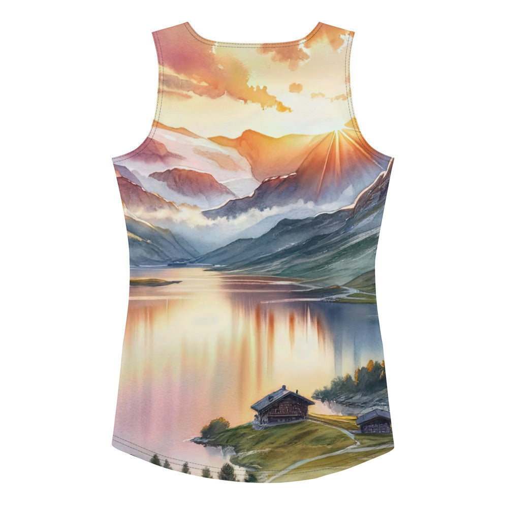 Aquarell einer Berglandschaft in der goldenen Stunde mit österreichischem Wanderer - Damen Tanktop (All-Over Print) wandern xxx yyy zzz