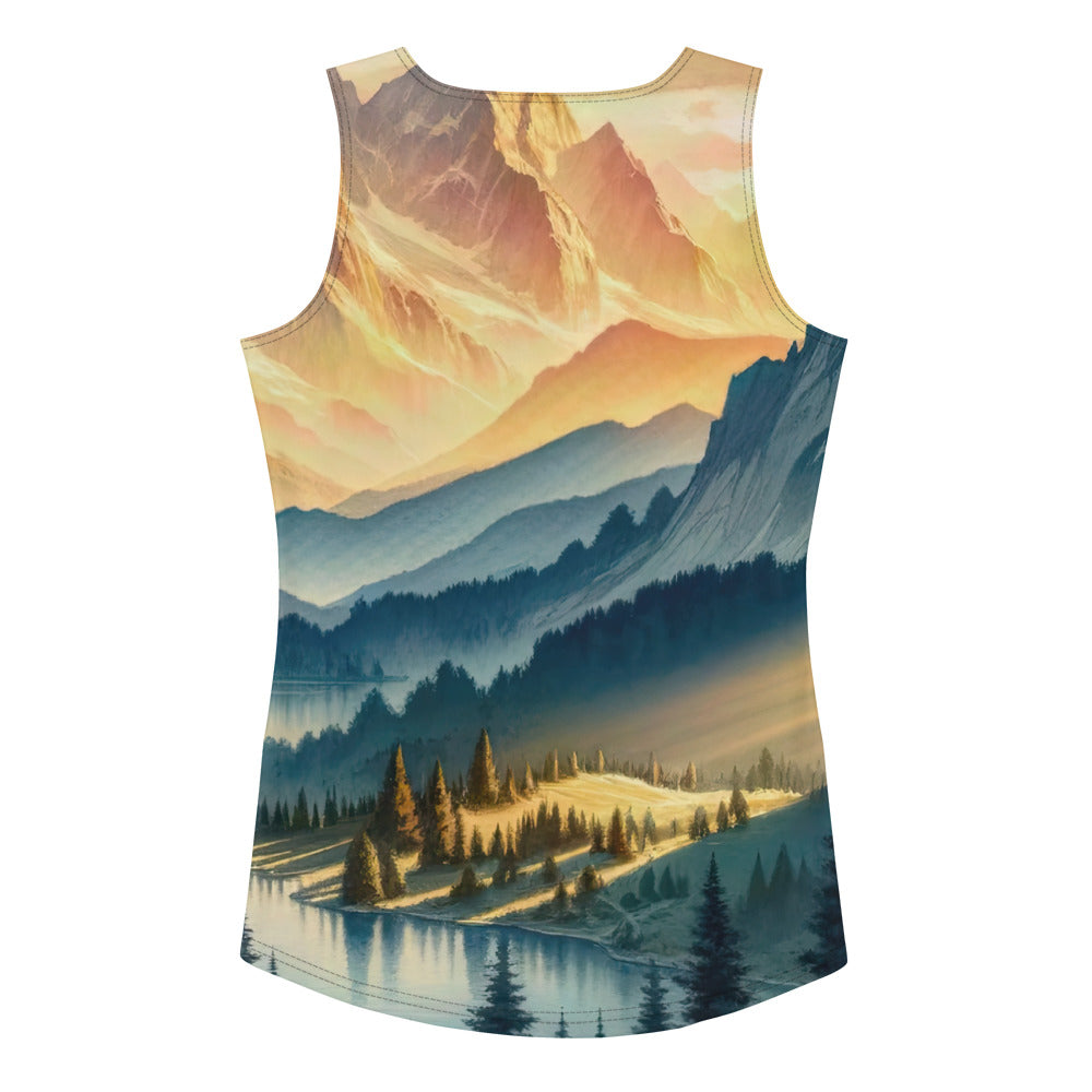 Aquarell der Alpenpracht bei Sonnenuntergang, Berge im goldenen Licht - Damen Tanktop (All-Over Print) berge xxx yyy zzz