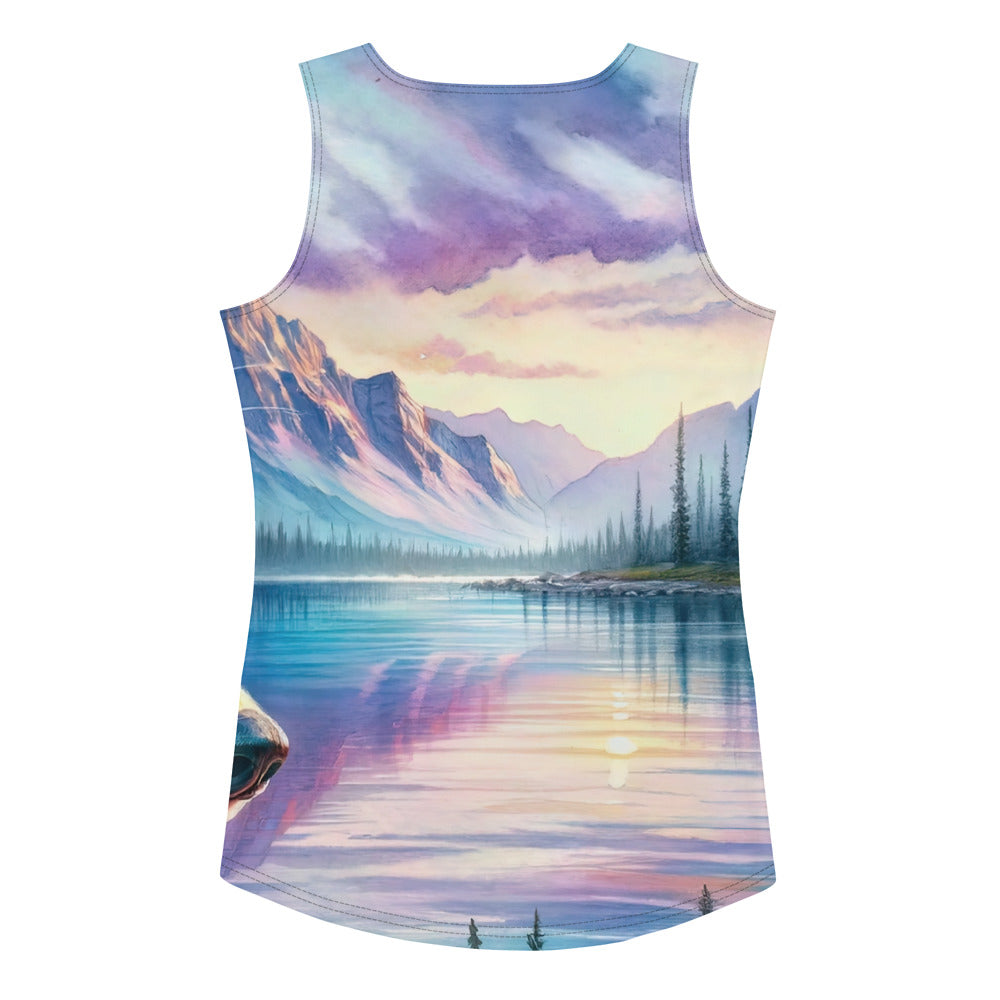 Aquarellporträt eines Fuchses im Dämmerlicht am Bergsee - Damen Tanktop (All-Over Print) camping xxx yyy zzz