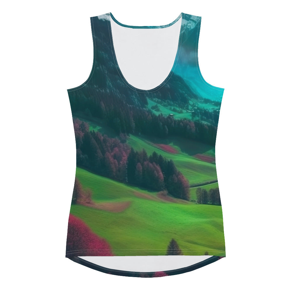 Berglandschaft und Dorf - Fotorealistische Malerei - Damen Tanktop (All-Over Print) berge xxx