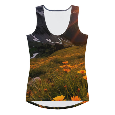 Gebirge, Sonnenblumen und Sonnenaufgang - Damen Tanktop (All-Over Print) berge xxx