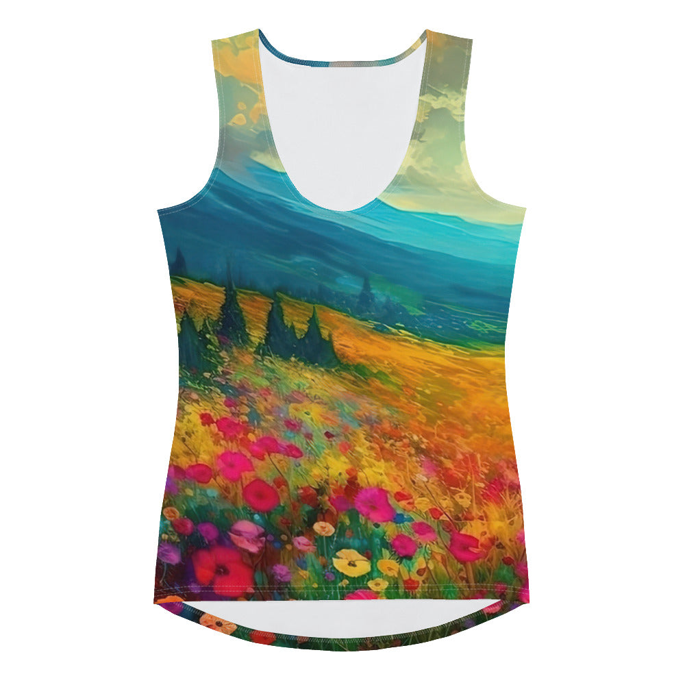 Berglandschaft und schöne farbige Blumen - Malerei - Damen Tanktop (All-Over Print) berge xxx