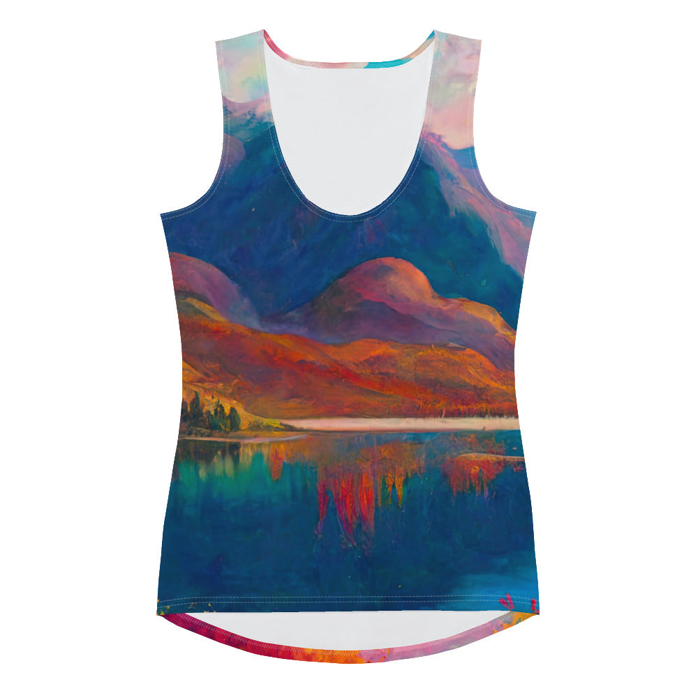 Berglandschaft und Bergsee - Farbige Ölmalerei - Damen Tanktop (All-Over Print) berge xxx