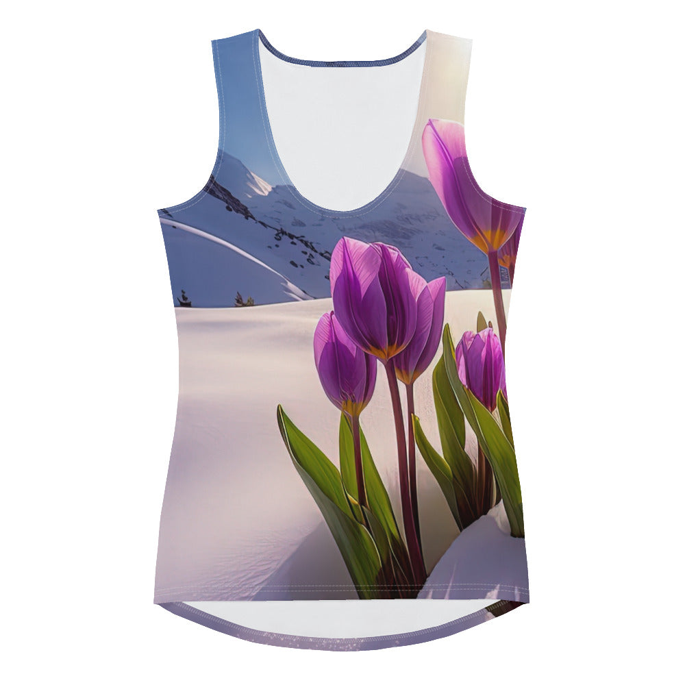 Tulpen im Schnee und in den Bergen - Blumen im Winter - Damen Tanktop (All-Over Print) berge xxx