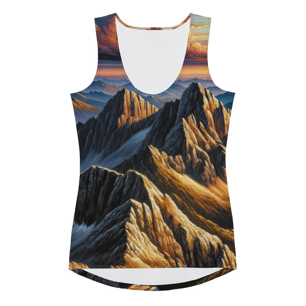 Alpen in Abenddämmerung: Acrylgemälde mit beleuchteten Berggipfeln - Damen Tanktop (All-Over Print) berge xxx yyy zzz