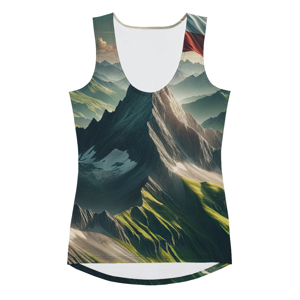 Alpen Gebirge: Fotorealistische Bergfläche mit Österreichischer Flagge - Damen Tanktop (All-Over Print) berge xxx yyy zzz