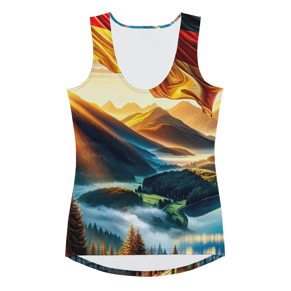 Alpen Gebirge im Morgenlicht: Kunstwerk mit Deutsche Flagge - Damen Tanktop (All-Over Print) berge xxx yyy zzz