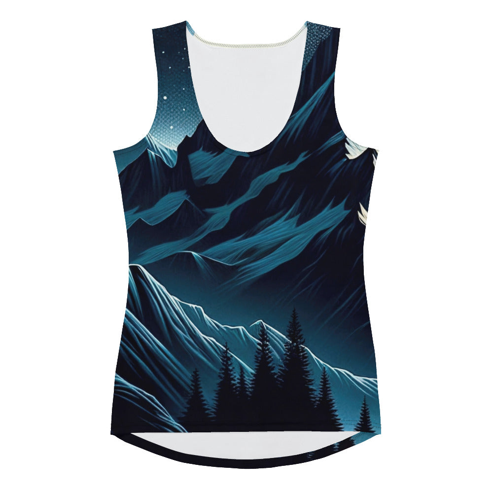 Alpennacht mit Zelt: Mondglanz auf Gipfeln und Tälern, sternenklarer Himmel - Damen Tanktop (All-Over Print) berge xxx yyy zzz