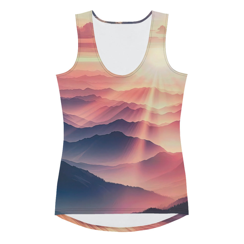 Schöne Berge bei Sonnenaufgang: Malerei in Pastelltönen - Damen Tanktop (All-Over Print) berge xxx yyy zzz