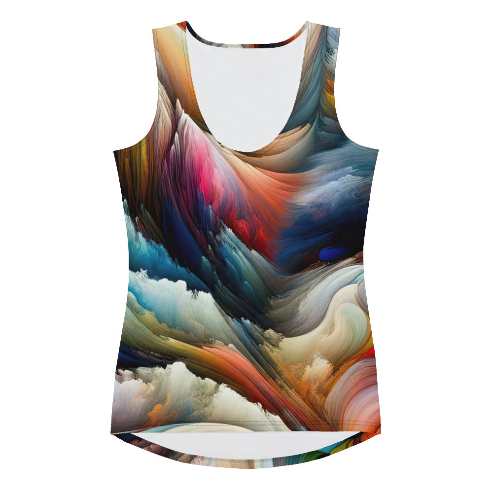 Abstrakte Kunst der Alpen mit einem Wolf. Chaotischer Tanz aus Farben und Formen. Surreale Landschaft (AN) - Damen Tanktop (All-Over Print) xxx yyy zzz