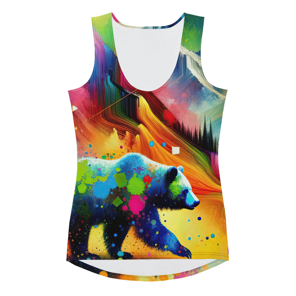 Neonfarbener Alpen Bär in abstrakten geometrischen Formen - Damen Tanktop (All-Over Print) camping xxx yyy zzz