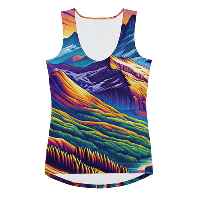 Bergpracht mit Schweizer Flagge: Farbenfrohe Illustration einer Berglandschaft - Damen Tanktop (All-Over Print) berge xxx yyy zzz