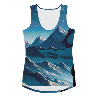 Alpenwinternacht: Digitale Kunst mit Wanderern in Bergen und Sternenhimmel - Damen Tanktop (All-Over Print) wandern xxx yyy zzz