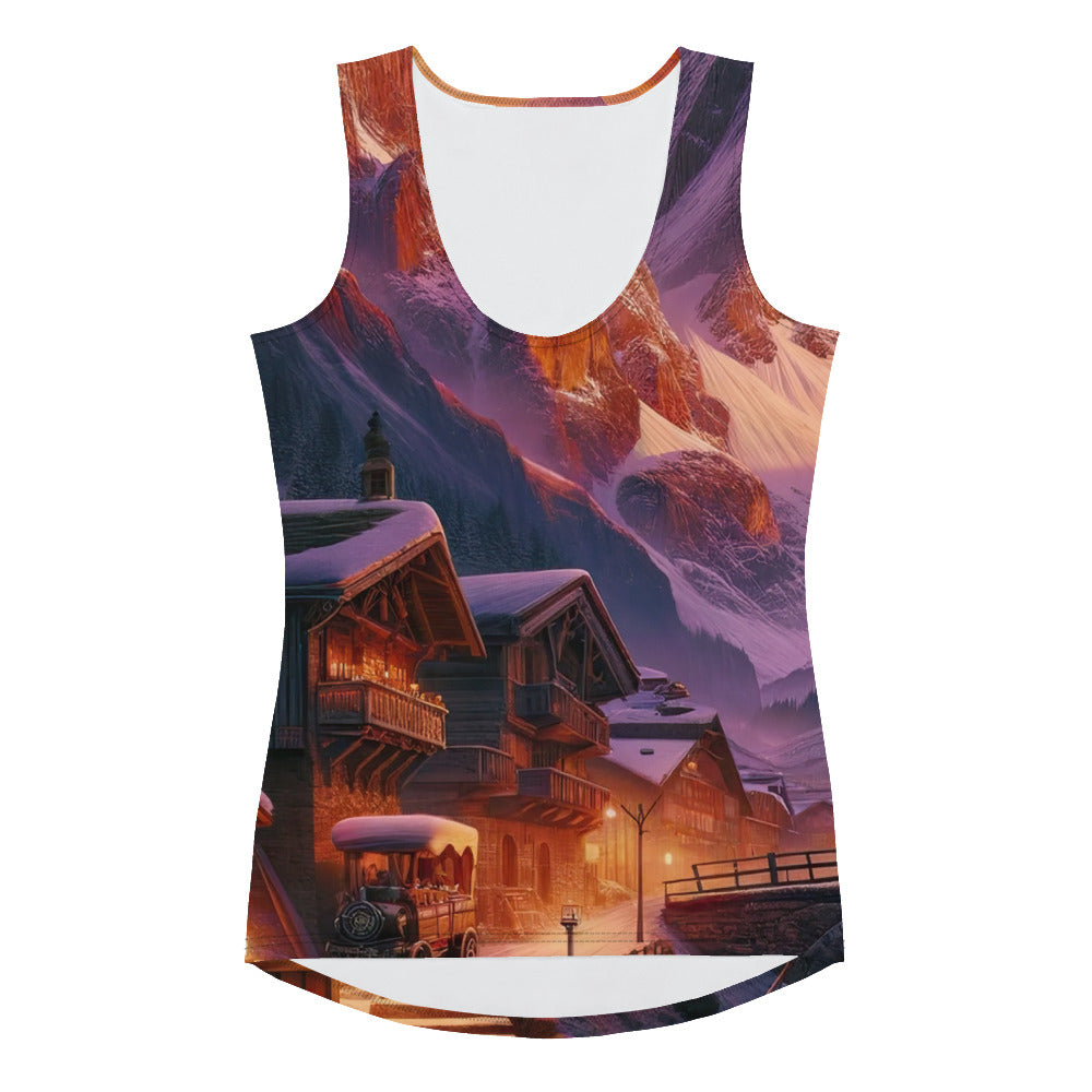 Magische Alpenstunde: Digitale Kunst mit warmem Himmelsschein über schneebedeckte Berge - Damen Tanktop (All-Over Print) berge xxx yyy zzz