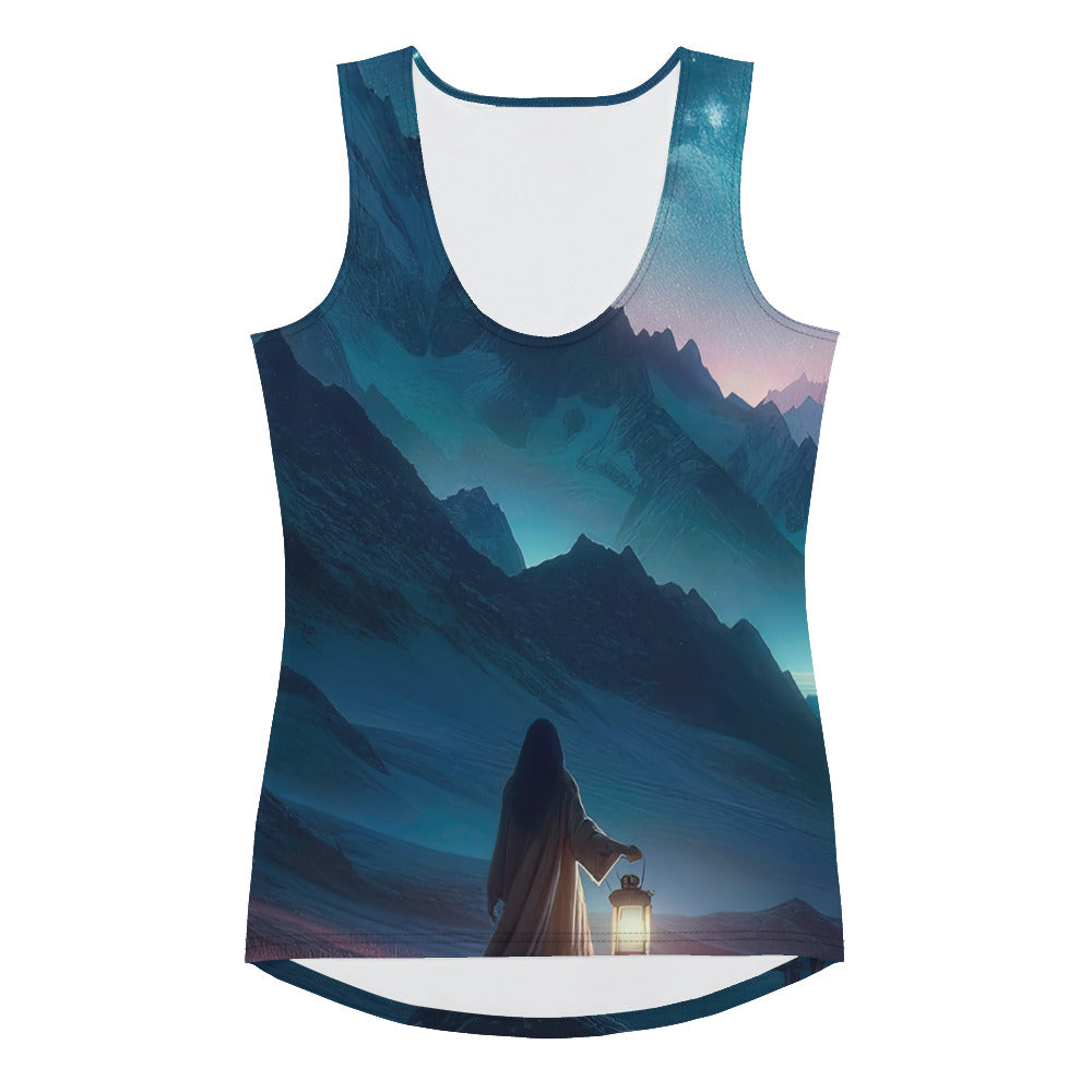 Stille Alpennacht: Digitale Kunst mit Gipfeln und Sternenteppich - Damen Tanktop (All-Over Print) wandern xxx yyy zzz