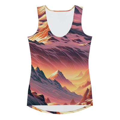 Berghütte im goldenen Sonnenuntergang: Digitale Alpenillustration - Damen Tanktop (All-Over Print) berge xxx yyy zzz