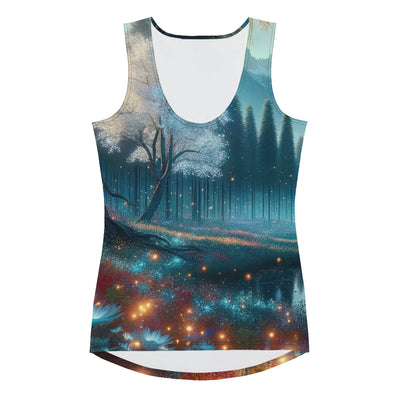 Ätherischer Alpenwald: Digitale Darstellung mit leuchtenden Bäumen und Blumen - Damen Tanktop (All-Over Print) camping xxx yyy zzz