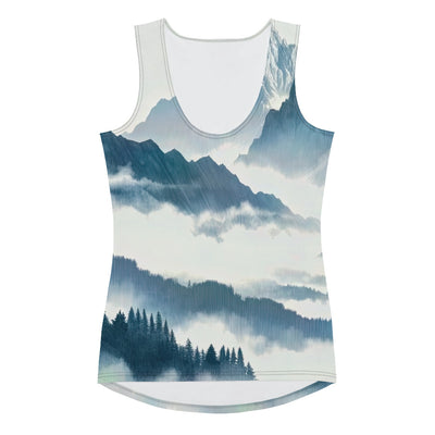 Nebeliger Alpenmorgen-Essenz, verdeckte Täler und Wälder - Damen Tanktop (All-Over Print) berge xxx yyy zzz