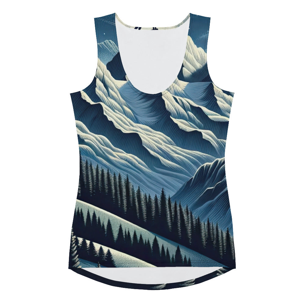 Steinbock in Alpennacht, silberne Berge und Sternenhimmel - Damen Tanktop (All-Over Print) berge xxx yyy zzz