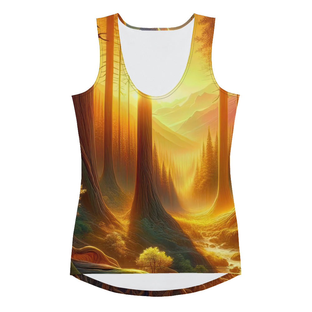 Golden-Stunde Alpenwald, Sonnenlicht durch Blätterdach - Damen Tanktop (All-Over Print) camping xxx yyy zzz