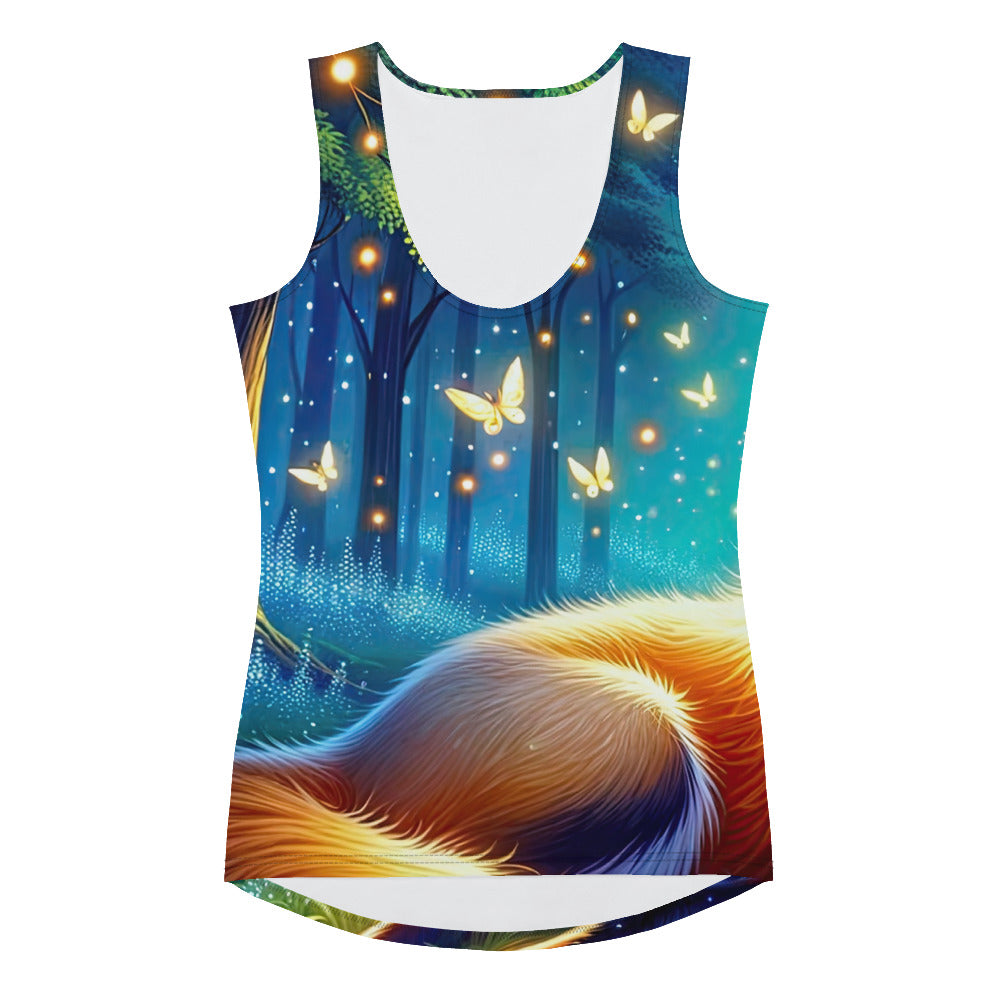 Funkelnder Nachtfuchs auf Waldlichtung mit Feuerwerk - Damen Tanktop (All-Over Print) camping xxx yyy zzz