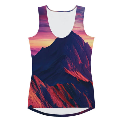 Dramatischer Alpen-Sonnenaufgang, Gipfelkreuz und warme Himmelsfarben - Damen Tanktop (All-Over Print) berge xxx yyy zzz