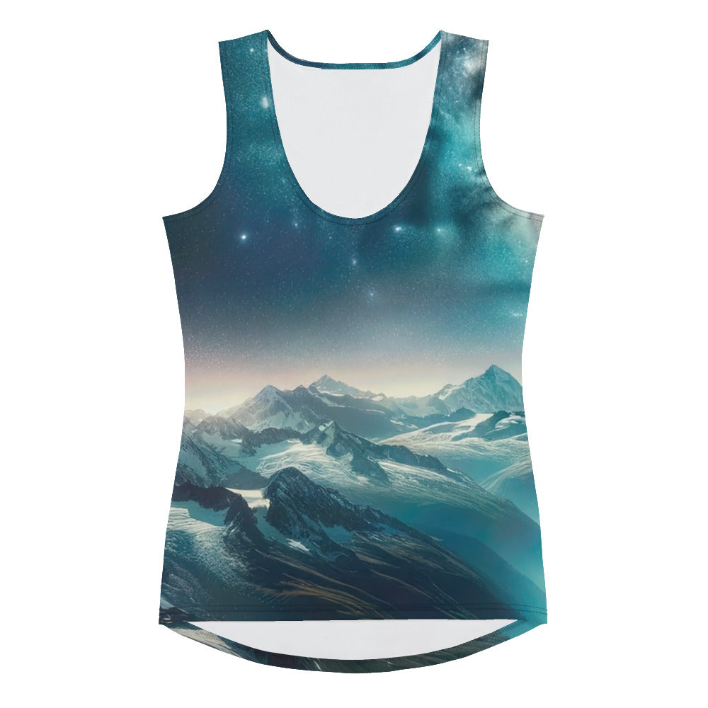 Alpennacht mit Milchstraße: Digitale Kunst mit Bergen und Sternenhimmel - Damen Tanktop (All-Over Print) wandern xxx yyy zzz