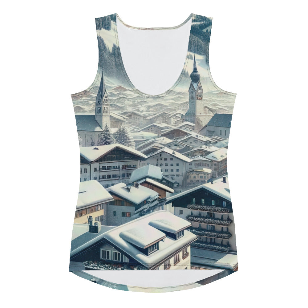 Winter in Kitzbühel: Digitale Malerei von schneebedeckten Dächern - Damen Tanktop (All-Over Print) berge xxx yyy zzz