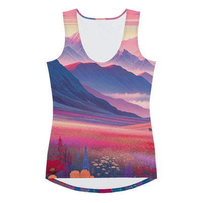 Verträumte Berg-Abenddämmerung mit Hochlandrind und blumigem Glanz - Damen Tanktop (All-Over Print) berge xxx yyy zzz