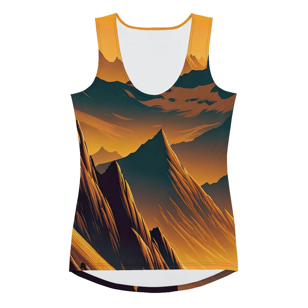 Fuchs in Alpen-Sonnenuntergang, goldene Berge und tiefe Täler - Damen Tanktop (All-Over Print) camping xxx yyy zzz