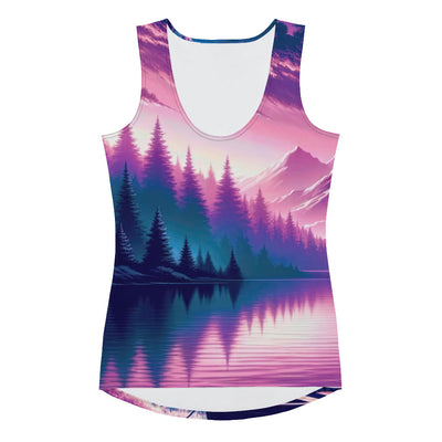 Magische Alpen-Dämmerung, rosa-lila Himmel und Bergsee mit Boot - Damen Tanktop (All-Over Print) berge xxx yyy zzz