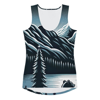 Bär in Alpen-Mondnacht, silberne Berge, schimmernde Seen - Damen Tanktop (All-Over Print) camping xxx yyy zzz