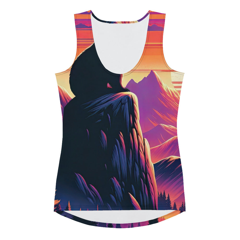 Alpen-Sonnenuntergang mit Bär auf Hügel, warmes Himmelsfarbenspiel - Damen Tanktop (All-Over Print) camping xxx yyy zzz