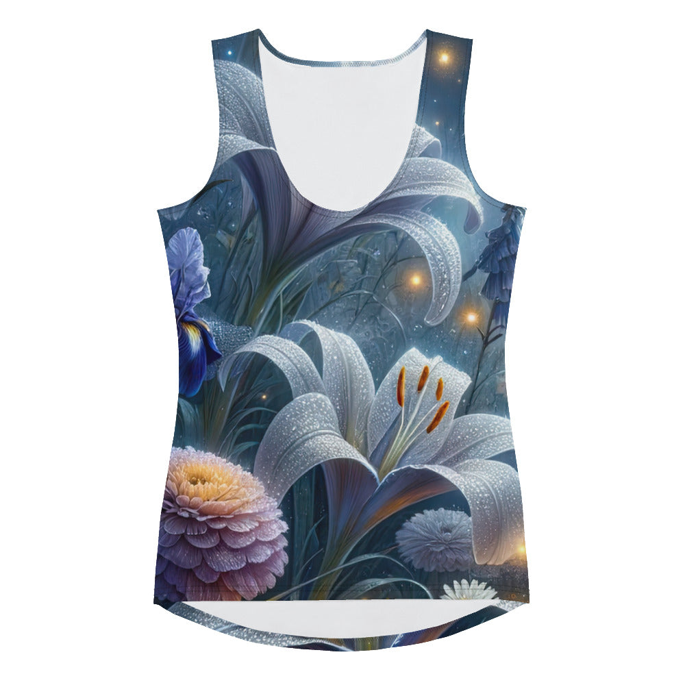 Ätherische Mondnacht auf blühender Wiese, silbriger Blumenglanz - Damen Tanktop (All-Over Print) camping xxx yyy zzz